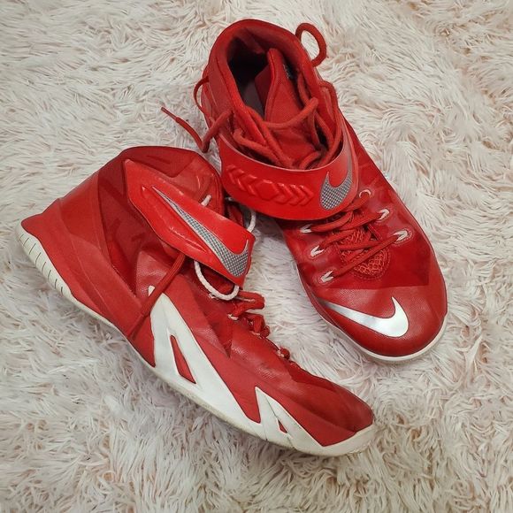 Nike ZOOM LeBron Soldier Red and White High Top Basketball Shoe Size 15 main image 4
